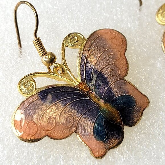 Enamel Butterfly Earrings - Picture 3 of 11